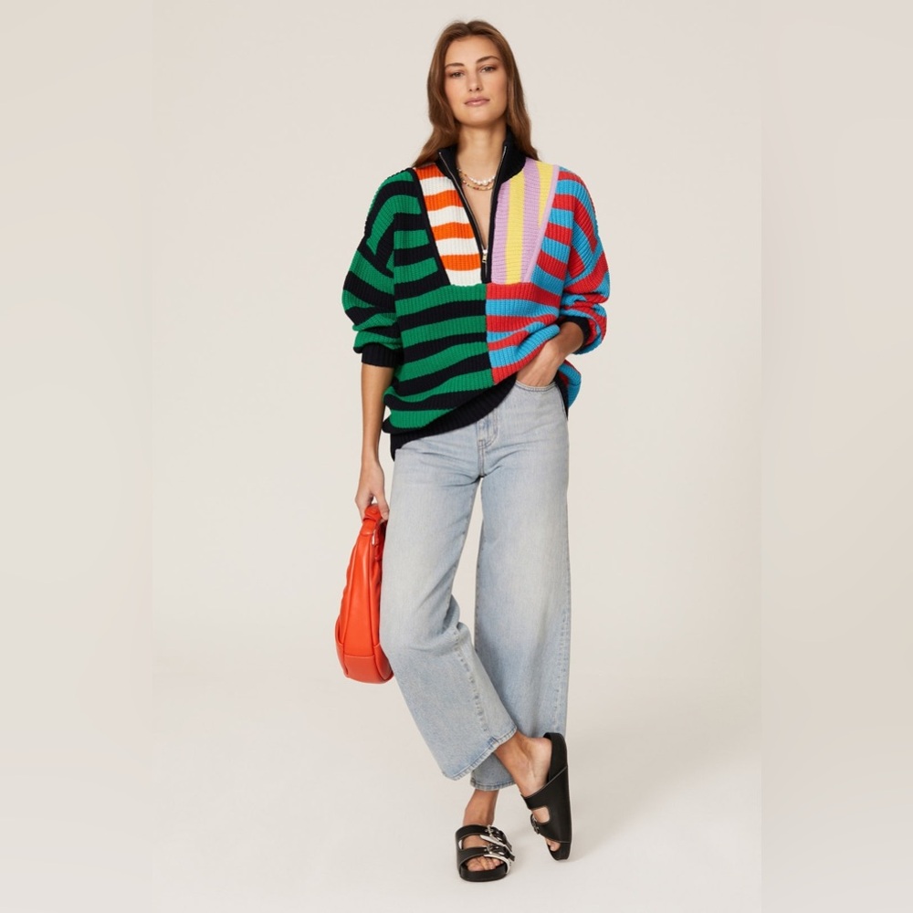 Staud Hampton sweater in Cabana Multi strip | size XS
